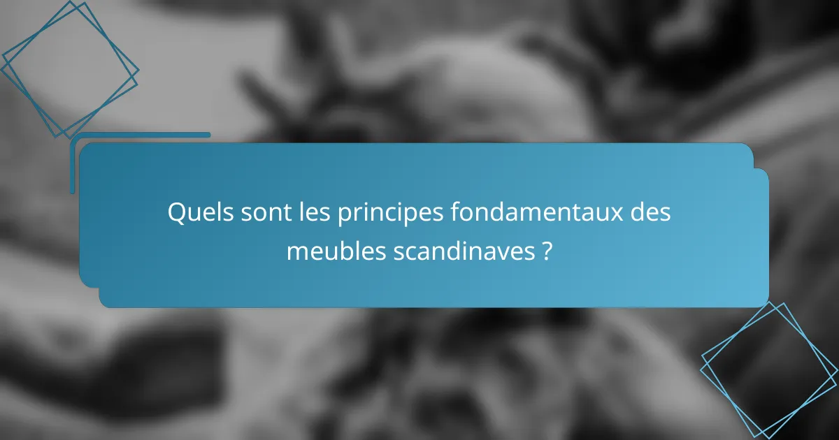 Quels sont les principes fondamentaux des meubles scandinaves ?